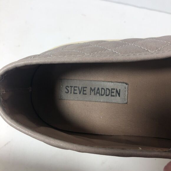 Steve Madden Shoes Womens Size 10 B Ecentrcq Brown Taupe Quilted Slip On D3 - Picture 2 of 11